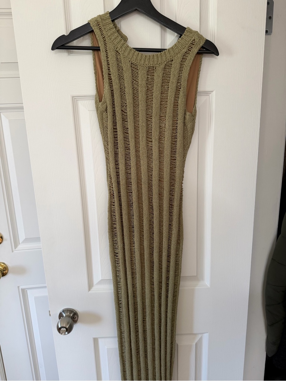 JLUXLABEL Olive Green Open-Knit Maxi Dress